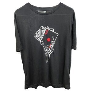 SHEIN‎ Mens Skeleton Hand Playing Card T Tee Tshirt Casual Crew Size XXL …